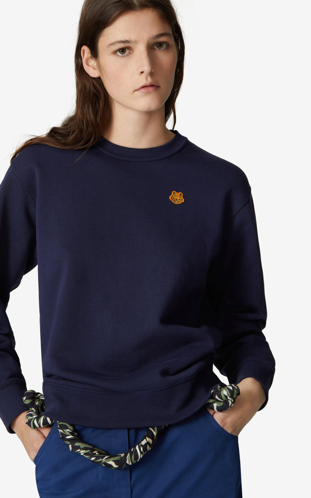 Kenzo Tiger Crest Sweatshirt Dame - Mørkeblå Blå DK-670569